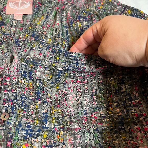 Romeo & Juliet Couture Split Neck Popover Tunic Blouse Size S Roll Tab Sleeve - Picture 5 of 9
